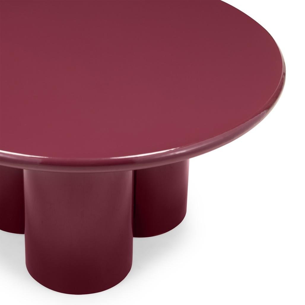 Tavolino rotondo Burgun 80 cm bordeaux lucido - NN-BUR-FUR-COFTAB-BOR-293 - foto 2