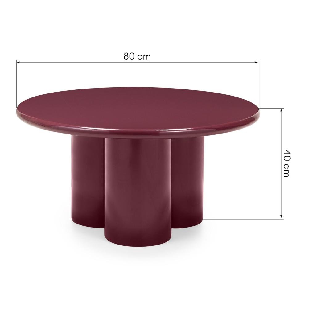 Tavolino rotondo Burgun 80 cm bordeaux lucido - NN-BUR-FUR-COFTAB-BOR-293 - foto 6
