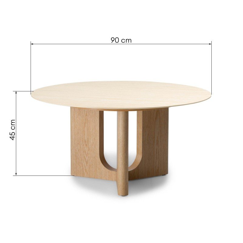 Tavolino rotondo Klimanto 90 cm effetto travertino e rovere - NN-KLI-FUR-COFTAB-BEI-401 - foto 3