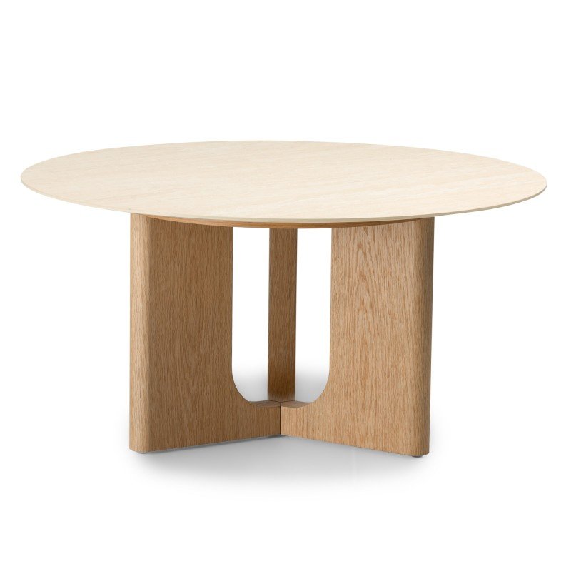 Tavolino rotondo Klimanto 90 cm effetto travertino e rovere - NN-KLI-FUR-COFTAB-BEI-401 - foto 5