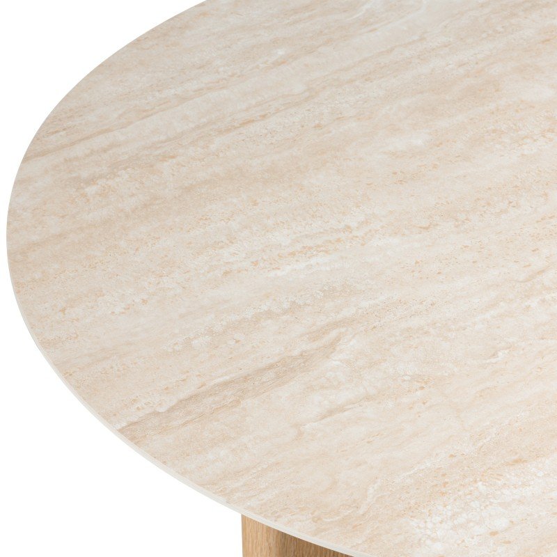 Tavolino rotondo Klimanto 90 cm effetto travertino e rovere - NN-KLI-FUR-COFTAB-BEI-401 - foto 6