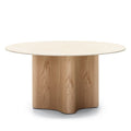 Tavolino rotondo Lesund 90 cm effetto travertino e rovere - NN-LES-FUR-COFTAB-NATWOO-601