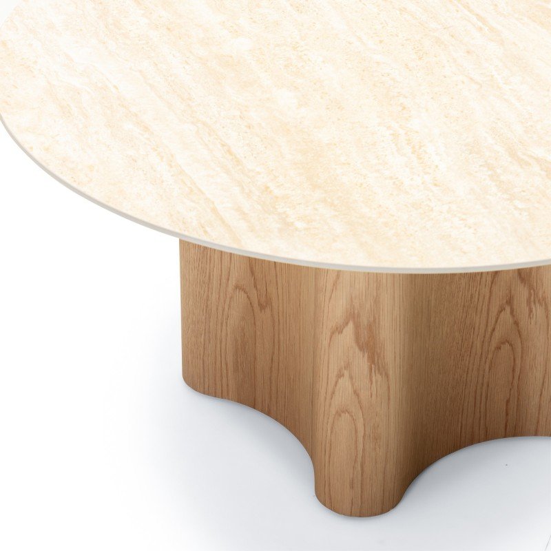 Tavolino rotondo Lesund 90 cm effetto travertino e rovere - NN-LES-FUR-COFTAB-NATWOO-601 - foto 4