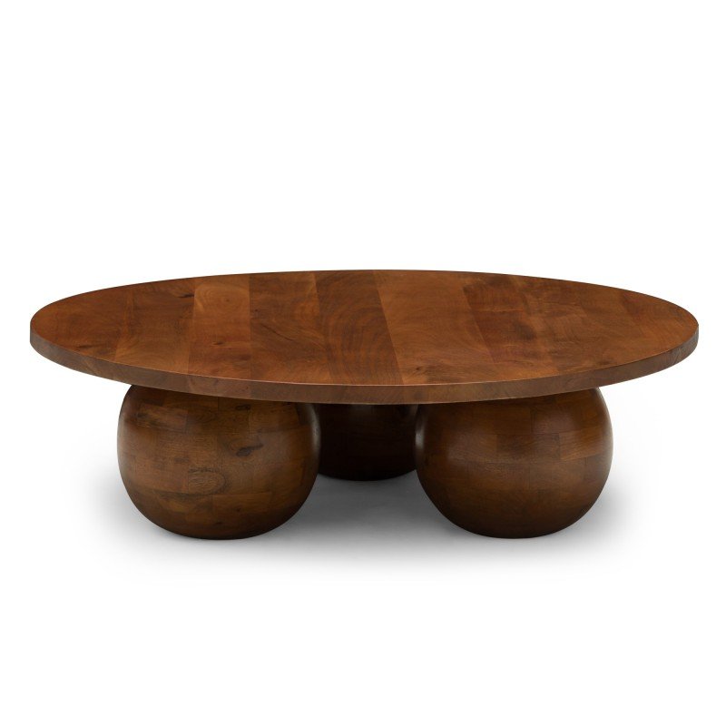 Tavolino rotondo Morelo 100 cm in legno di mango noce scuro - NN-MOR-FUR-COFTAB-WAL-679