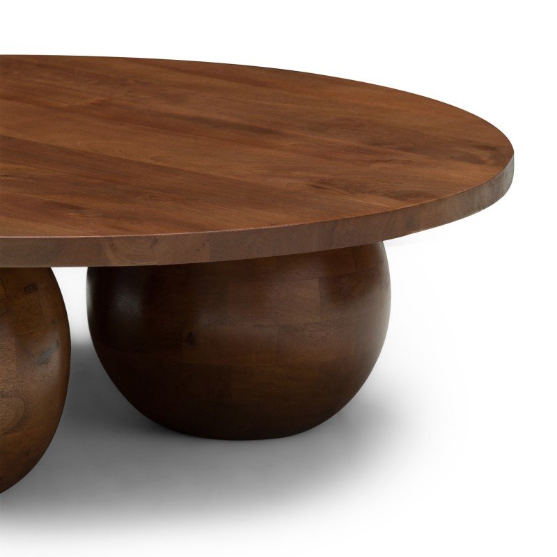 Tavolino rotondo Morelo 100 cm in legno di mango noce scuro - NN-MOR-FUR-COFTAB-WAL-679 - foto 5