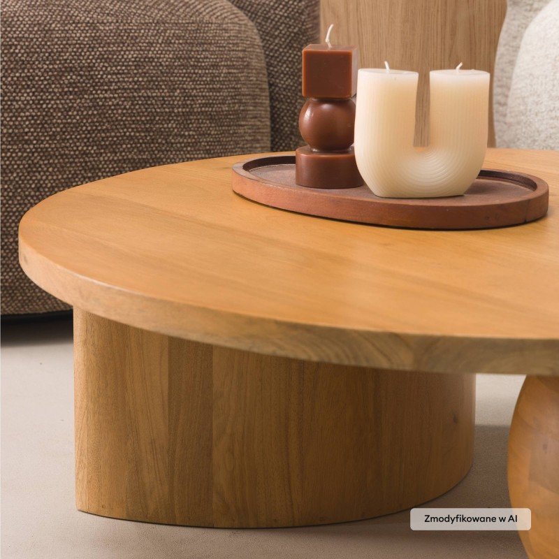 Tavolino rotondo Umo 80 cm in legno di mango naturale - NN-UMO-FUR-COFTAB-NATWOO-686 - foto 3
