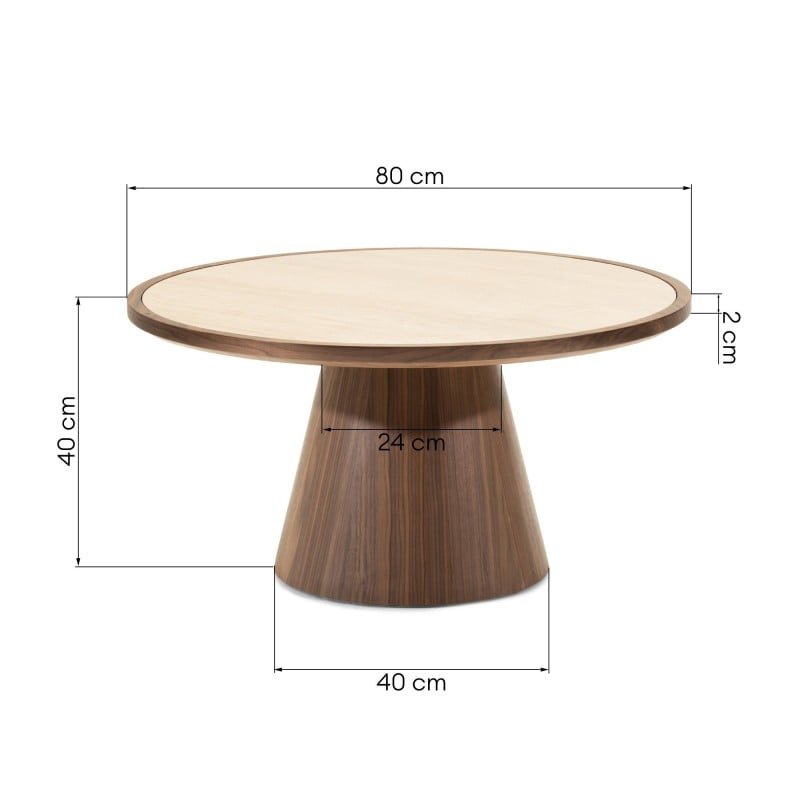 Tavolino rotondo Wasabi 80 cm travertino e noce - NN-WAS-FUR-COFTAB-WAL-371 - foto 8