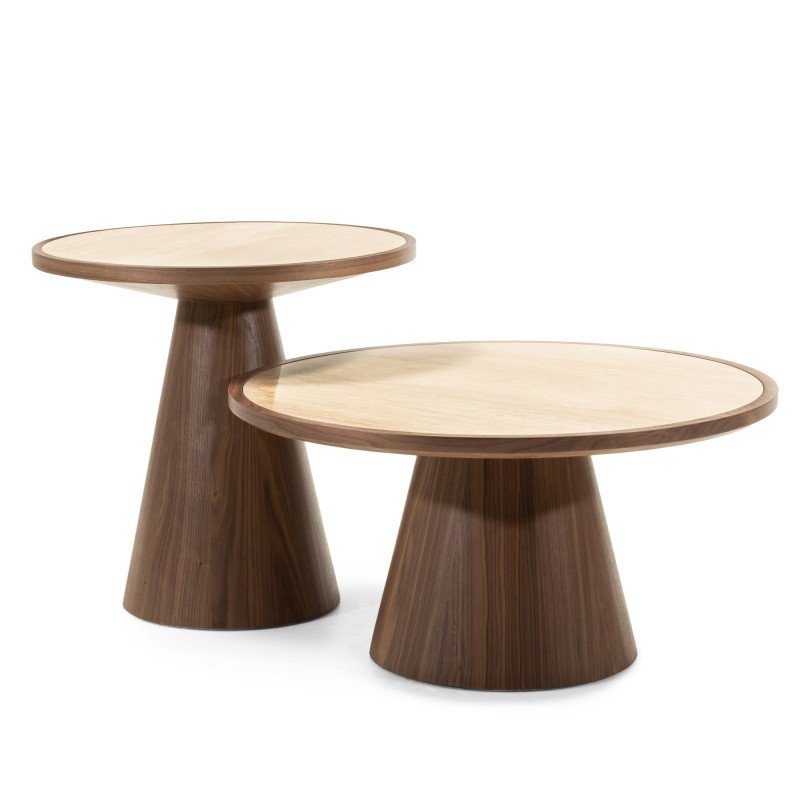 Tavolino rotondo Wasabi 80 cm travertino e noce - NN-WAS-FUR-COFTAB-WAL-371 - foto 9