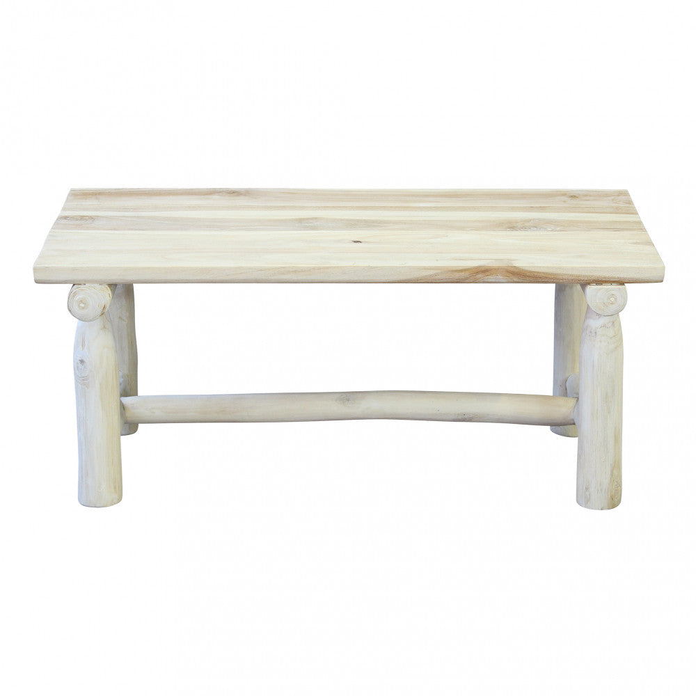 Tavolino da Esterno Stinger in teak colore legno bianco naturale.