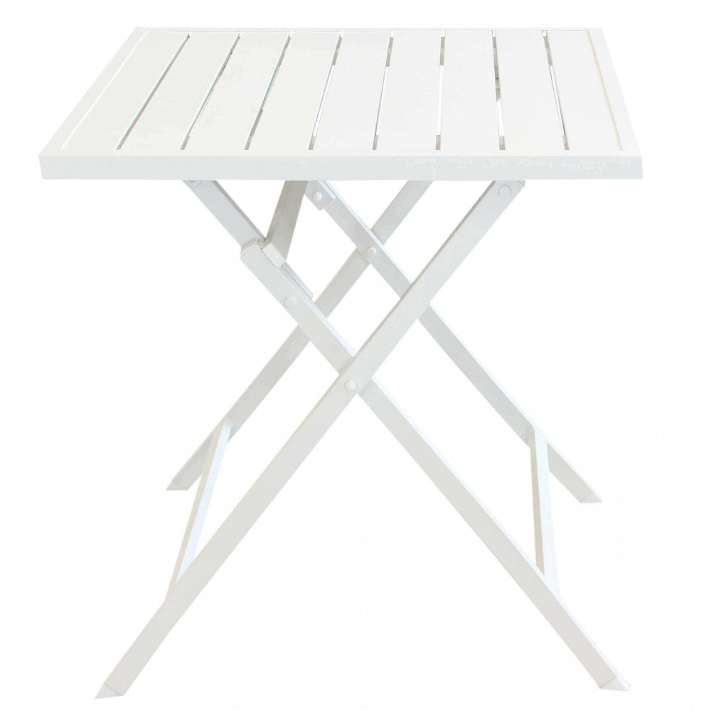 Tavolo da giardino Alabama 70x70 cm pieghevole in alluminio color bianco, ideale per spazi esterni | Albert Stock