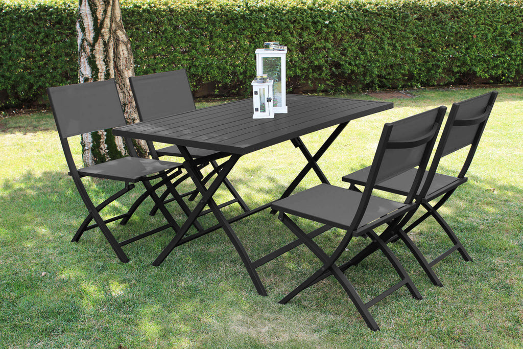 Tavolo da giardino Alabama 70x130 pieghevole bianco, design moderno ambientato in esterno | Albert Stock