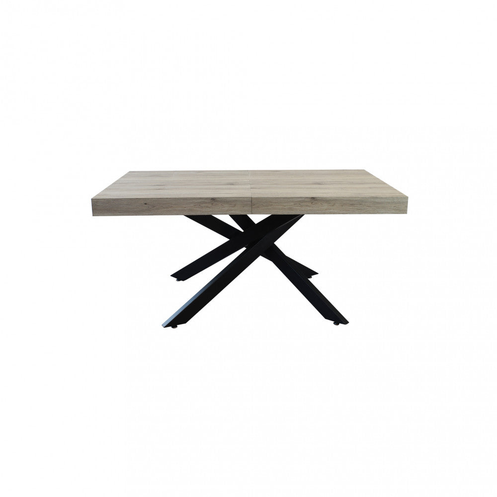 Tavolo Darren nella sua configurazione chiusa da 160 cm, compatto ed elegante.