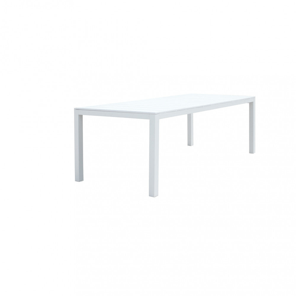 Tavolo allungabile da esterno in alluminio, lunghezza variabile da 215 a 281 cm.