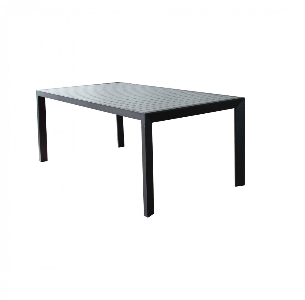 Tavolo allungabile da esterno Detroit antracite in alluminio con piano a doghe effetto legno
