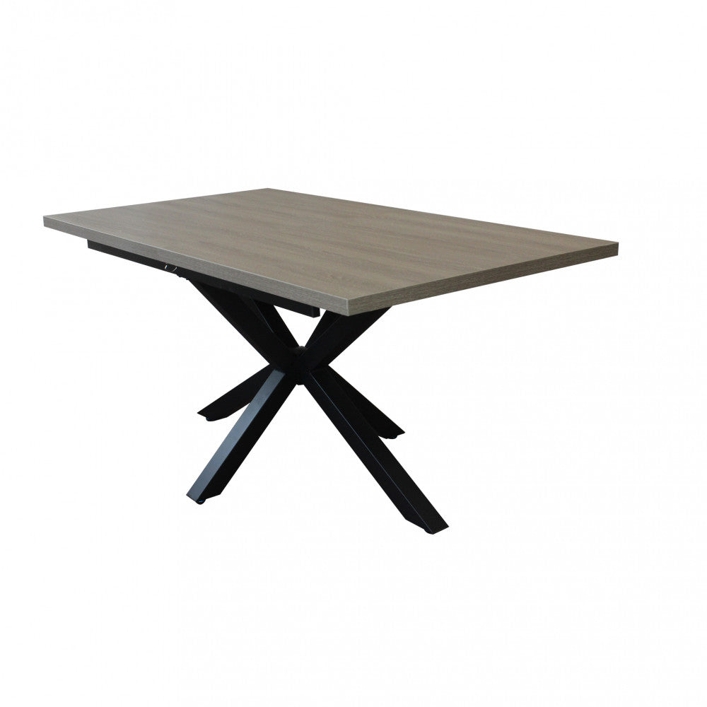 Tavolo Garfield chiuso a 160 centimetri con base scultorea nera in evidenza.