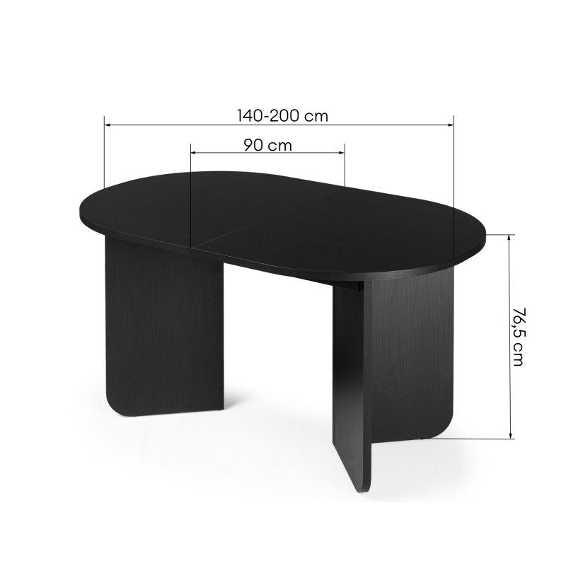 Tavolo allungabile Maut 140-200 cm nero ovale - NN-MAU-FUR-DINTAB-BLA-575 - foto 3