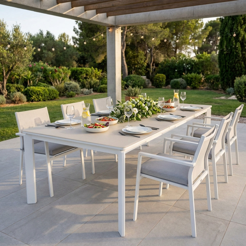 Tavolo Allungabile Nassau 200/260/320 x 90 Gesso Effetto Marmo - AT804367-CHALK - foto 2