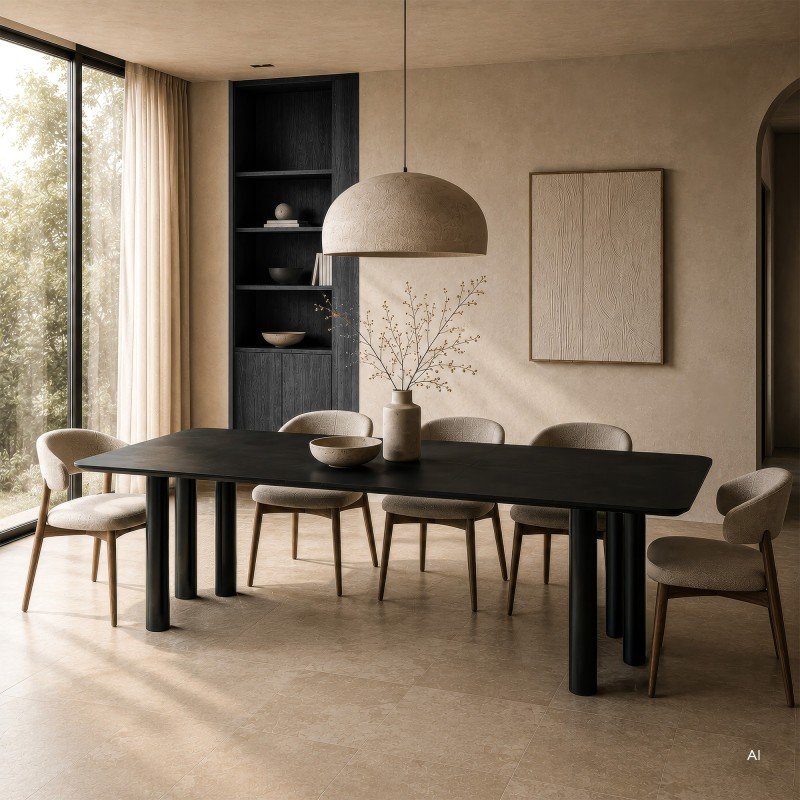 Tavolo allungabile Oal 140-200 cm rovere nero e faggio - NN-OAL-FUR-DINTAB-BLA-660 - foto 2