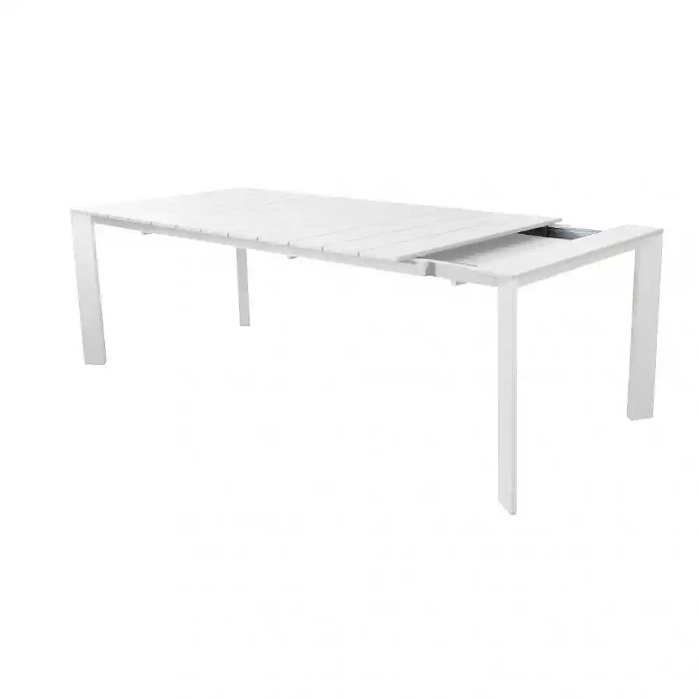 Tavolo in alluminio bianco allungabile dettaglio apertura modello sacramento By Albert Stock