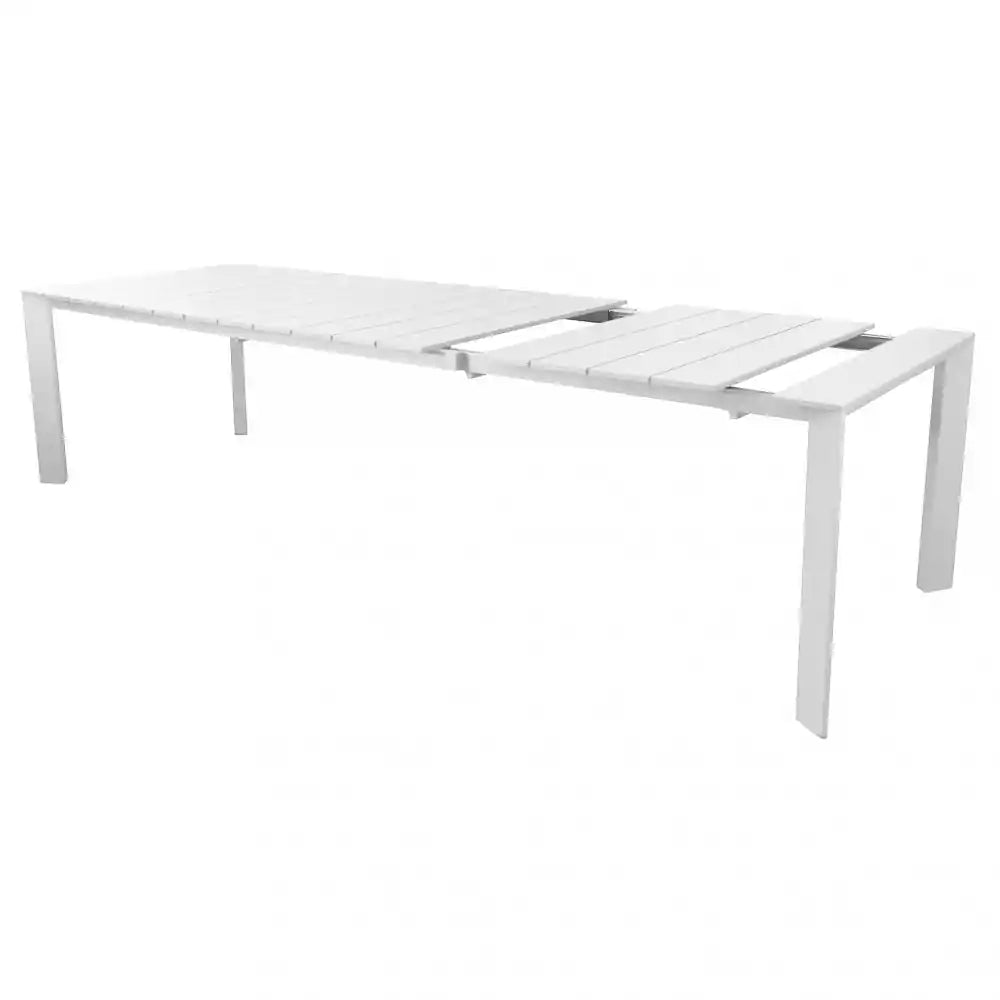 Tavolo in alluminio bianco allungabile dettaglio apertura estesa modello sacramento By Albert Stock