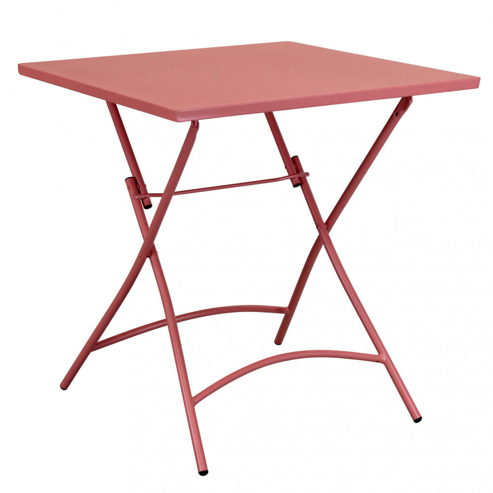 Tavolo da giardino Bristol 70x70 pieghevole rosso, design moderno | Albert Stock