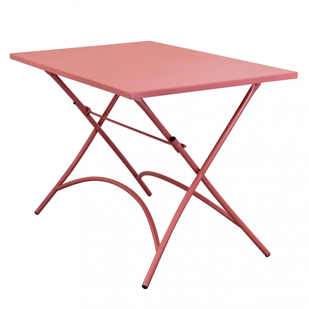 Tavolo Bristol in acciaio rosso con trattamento antiruggine per esterni | Albert Stock