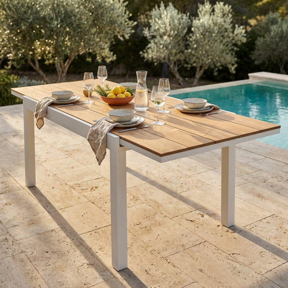 Tavolo da esterno allungabile Cosma Cayman in alluminio bianco