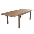 Tavolo da giardino allungabile Cayman in alluminio e polywood taupe, vista frontale.