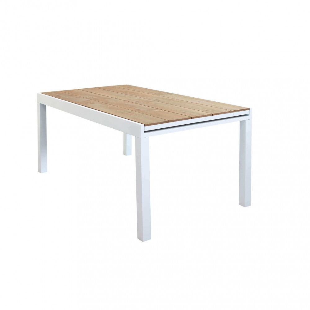 Tavolo da giardino Cayman nella configurazione chiusa da 200 cm su sfondo bianco.
