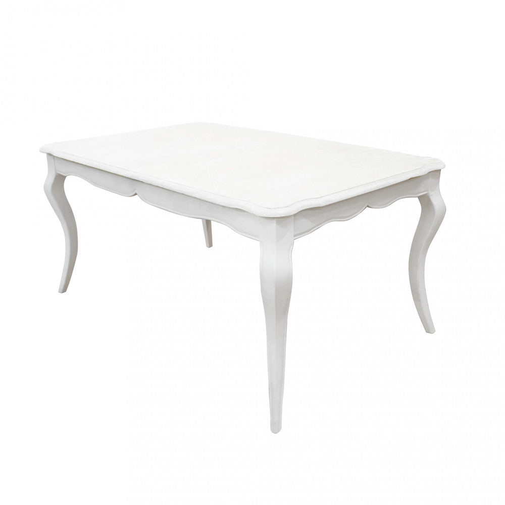 Tavolo da pranzo Cross in legno bianco nella sua configurazione chiusa da 160 cm.