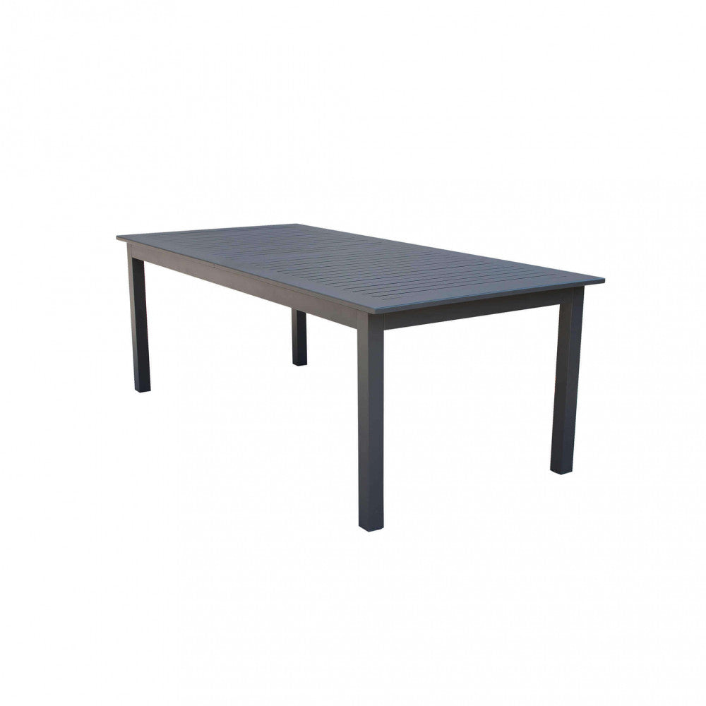 Tavolo da giardino Cuba allungabile 220/280x100 cm in alluminio verniciato color antracite, ideale per ampie aree pranzo esterne | Albert Stock