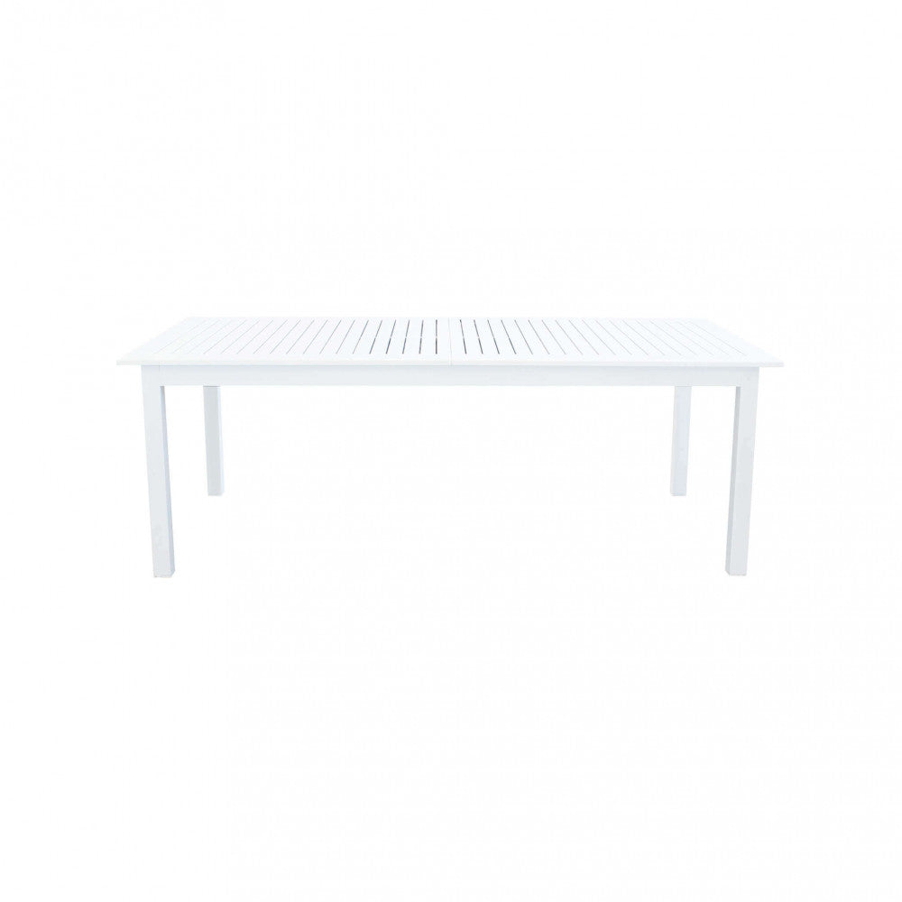 Tavolo da giardino Cuba allungabile 220/280x100 cm in alluminio color bianco, ideale per grandi spazi esterni | Albert Stock