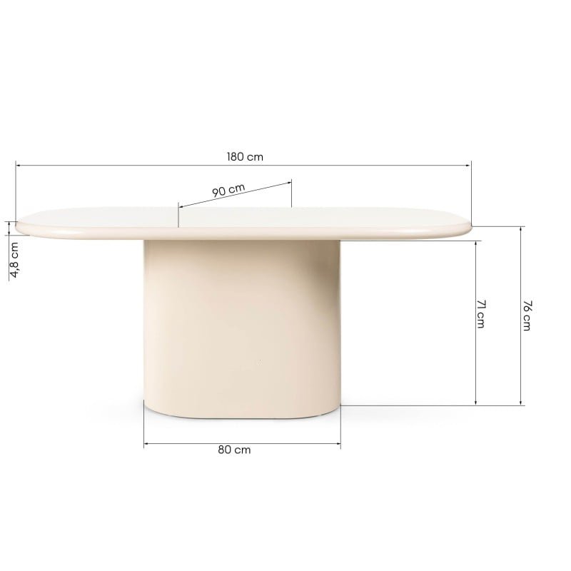Tavolo da pranzo ovale Momas 180 cm beige chiaro lucido - NN-MOM-FUR-DINTAB-LIGBEI-444 - foto 7