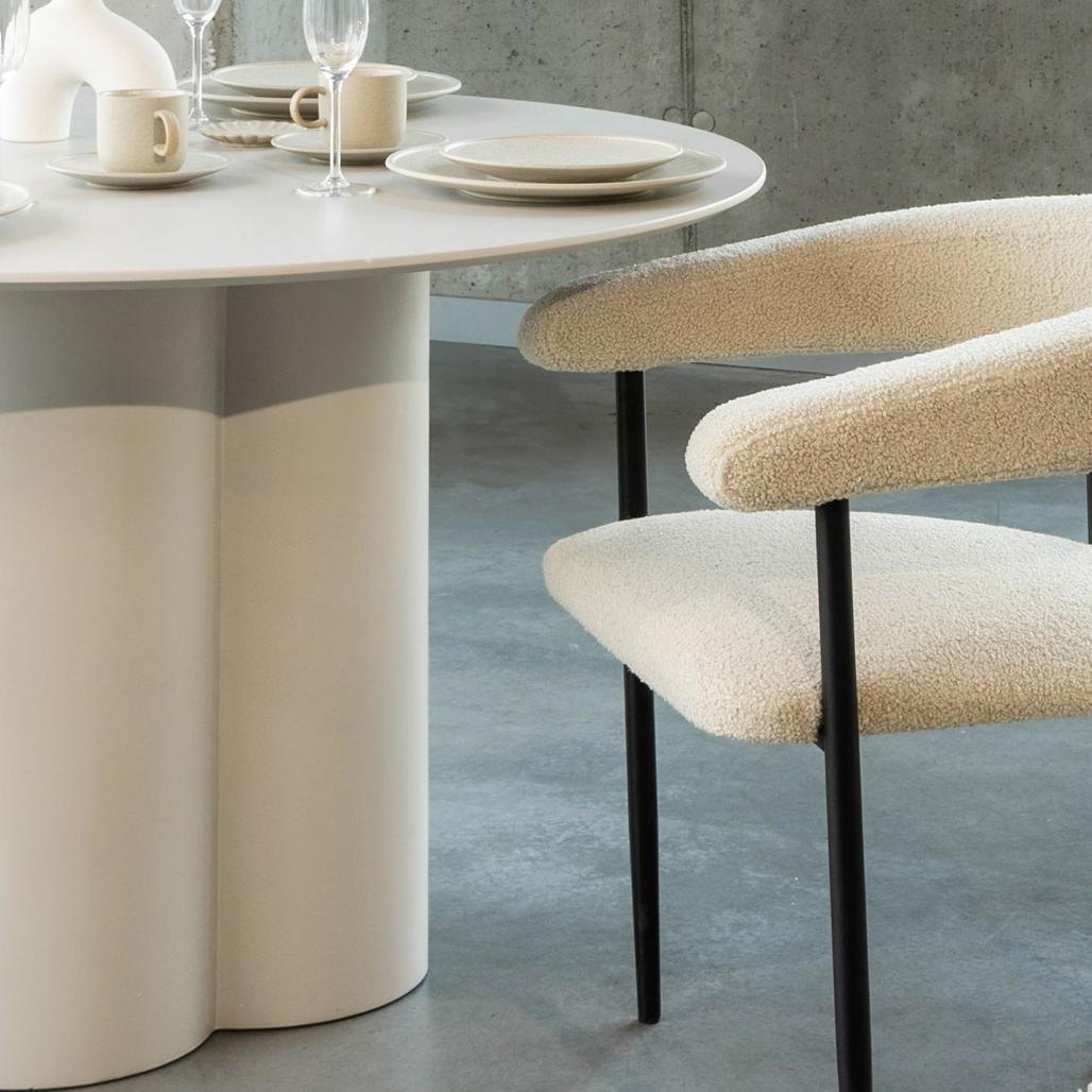 Tavolo da pranzo rotondo Colona 120 cm grigio beige - NN-COL-FUR-DINTAB-LIGGRE-144 - foto 2