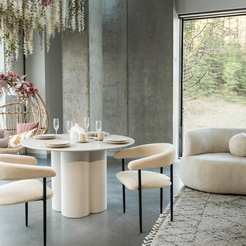 Tavolo da pranzo rotondo Colona 120 cm grigio beige - NN-COL-FUR-DINTAB-LIGGRE-144 - foto 5