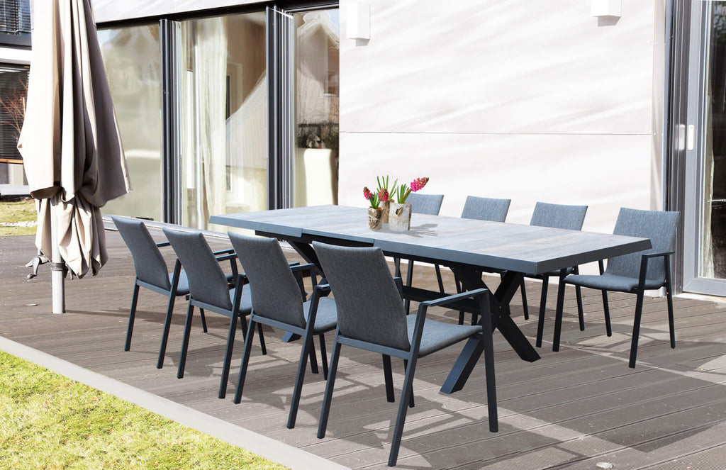 Tavolo da giardino Djerba antracite allungabile, design moderno Ambientato in Veranda | Albert Stock