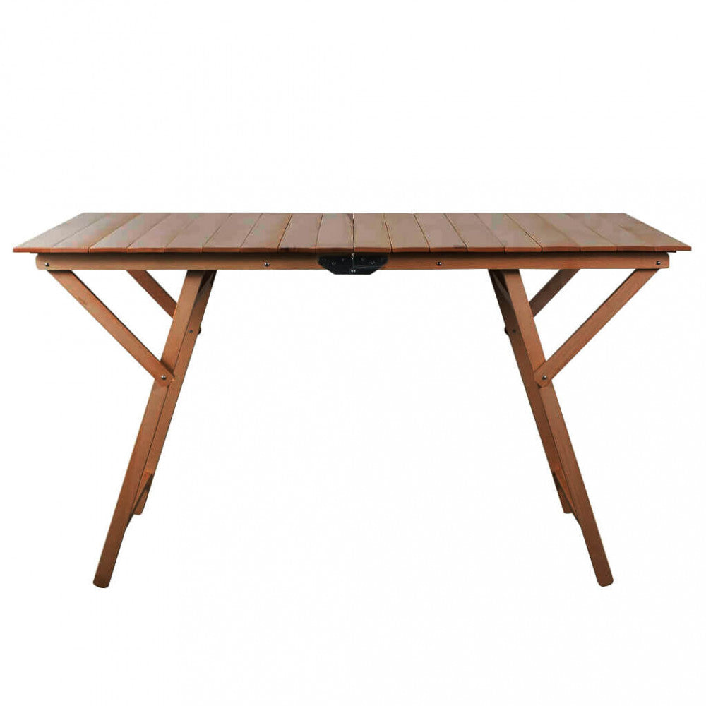 Tavolo da giardino Doppio 70x140 cm in legno di faggio tinta noce, ideale per spazi esterni | Albert Stock