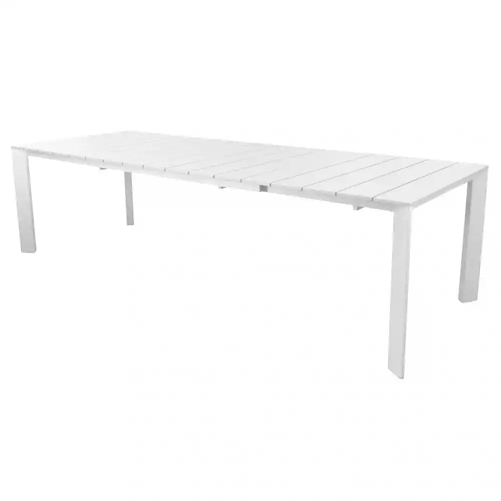 Tavolo  in alluminio bianco allungabile vista con apertura modello sacramento By Albert Stock