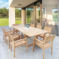 Tavolo allungabile da esterno Parker in teak, lunghezza variabile da 180 a 260 cm.