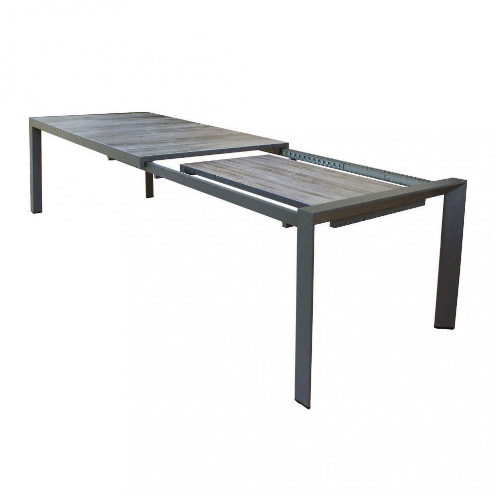 Tavolo allungabile da esterno Portland in alluminio e gres, lunghezza variabile da 175 a 235 cm.