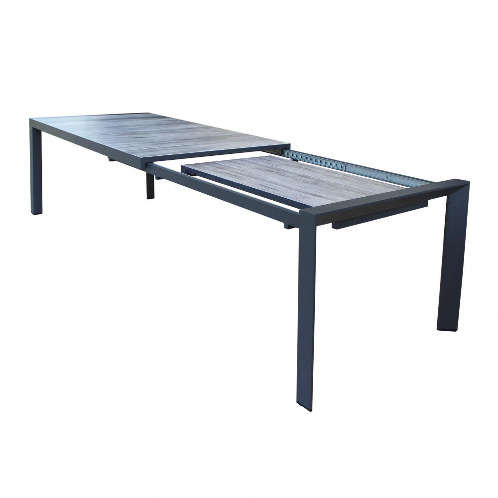 Tavolo allungabile da esterno Portland in alluminio e gres, lunghezza variabile da 175 a 235 cm.
