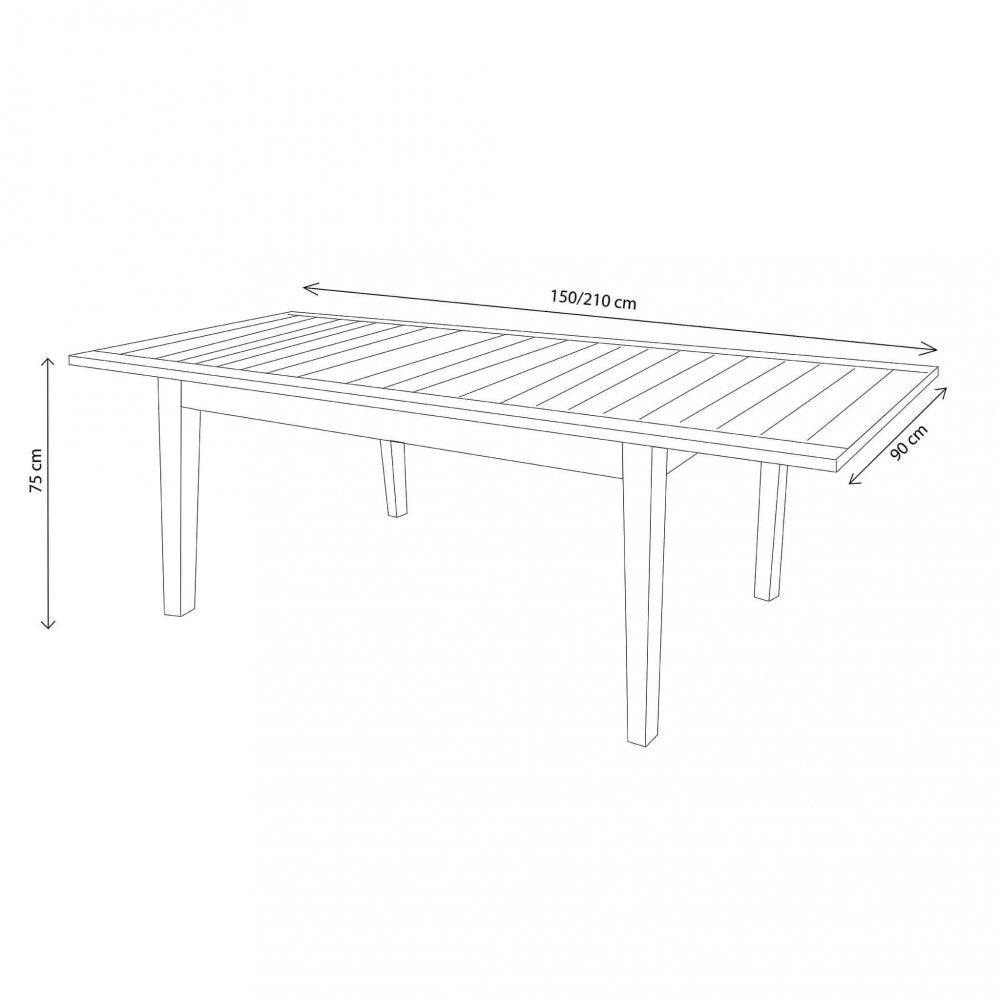 Tavolo allungabile da esterno Ribot in teak, lunghezza variabile da 150 a 210 cm.