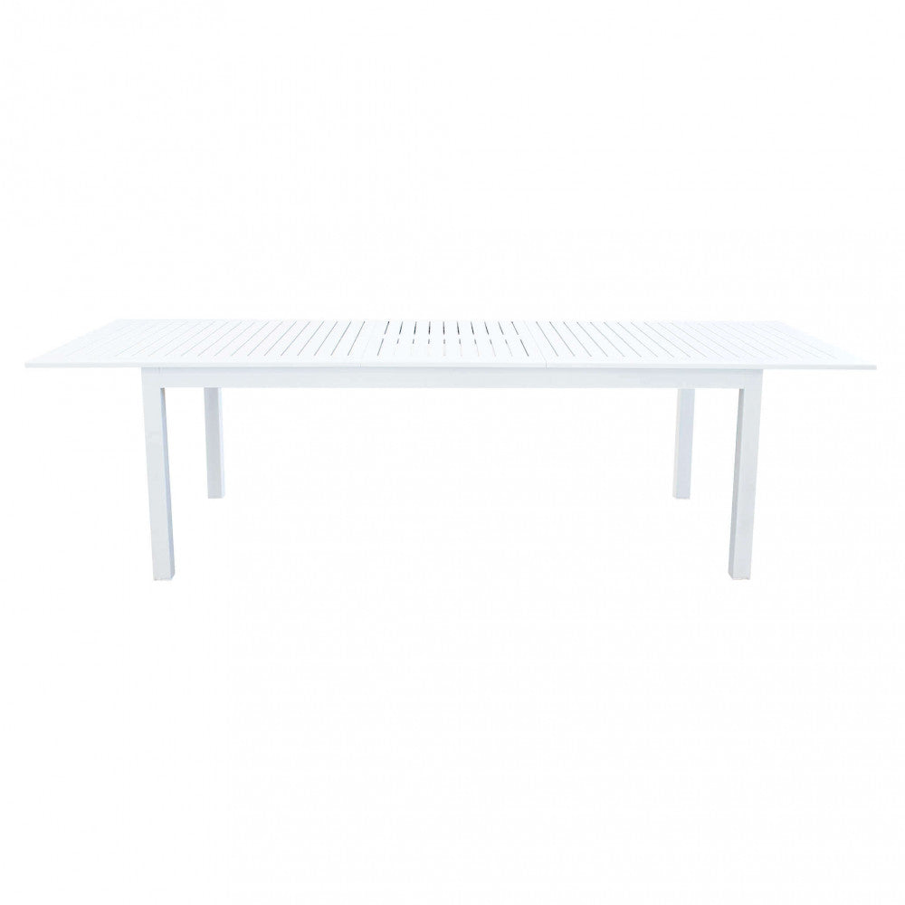 Dettaglio della struttura in alluminio verniciato bianco del Tavolo Cuba, che evidenzia la sua durabilità e resistenza agli agenti atmosferici | Albert Stock