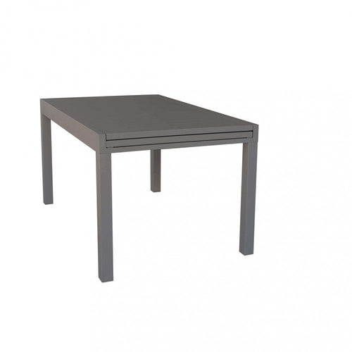 Tavolo da giardino Hawaii in alluminio taupe nella sua configurazione chiusa, vista laterale.