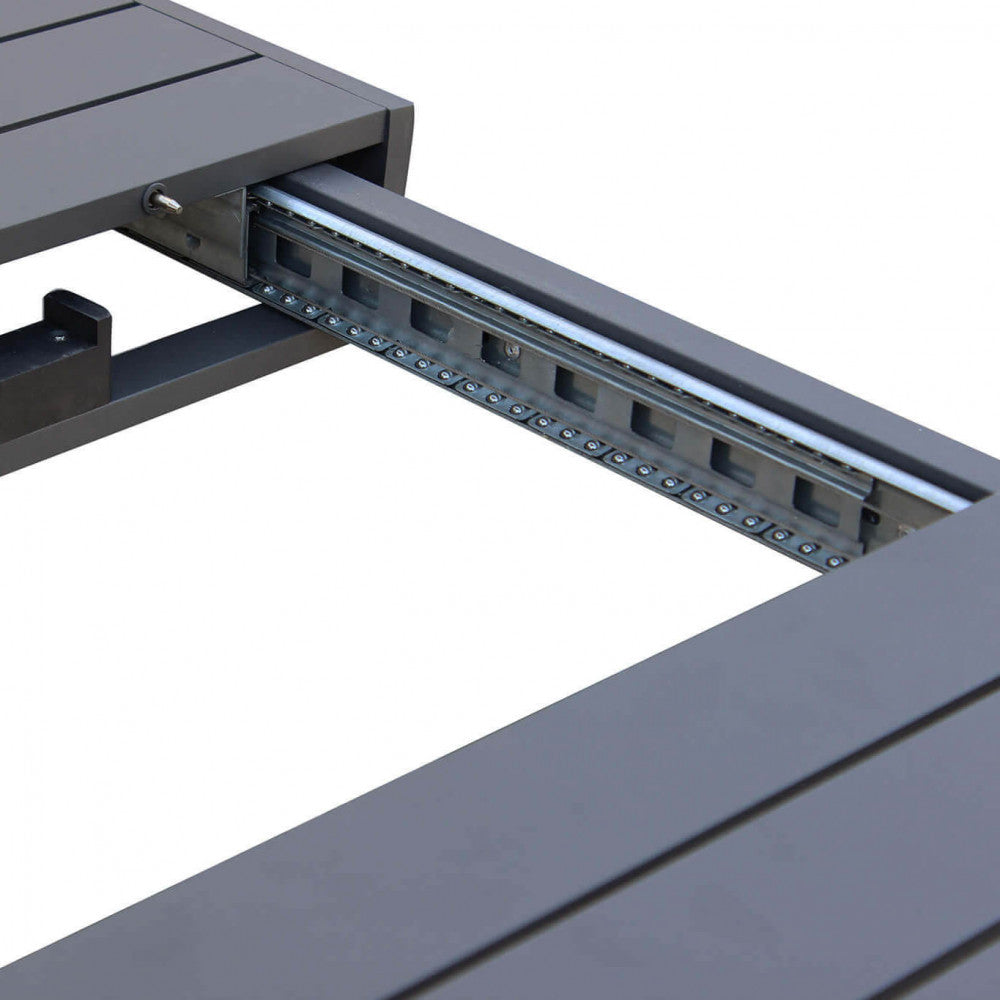 Tavolo Houston 135/180x70 completamente esteso, ideale per terrazza dettagli interni meccanismo | Albert Stock