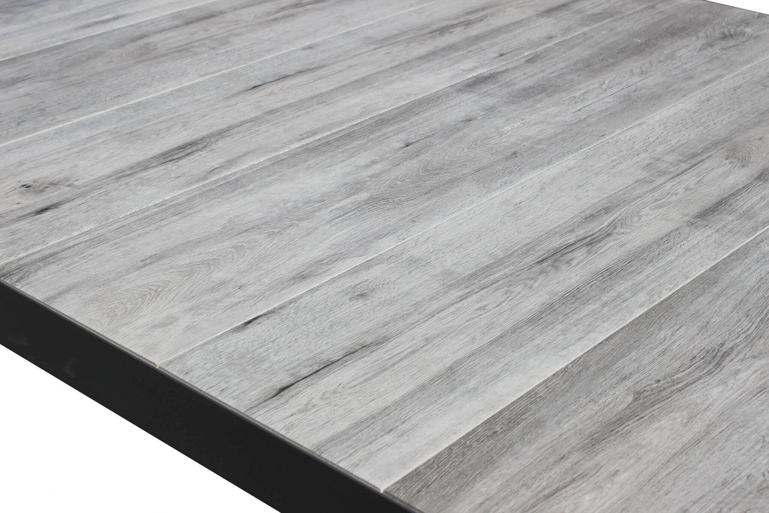 Tavolo Mackay in alluminio antracite e piano in ceramica effetto legno | Albert Stock