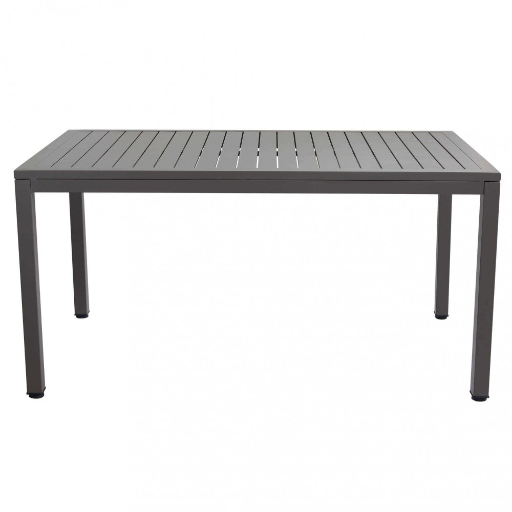 Tavolo da giardino Milo 150x90 cm fisso, in alluminio verniciato taupe, ideale per aree pranzo esterne e per ambienti accoglienti | Albert Stock