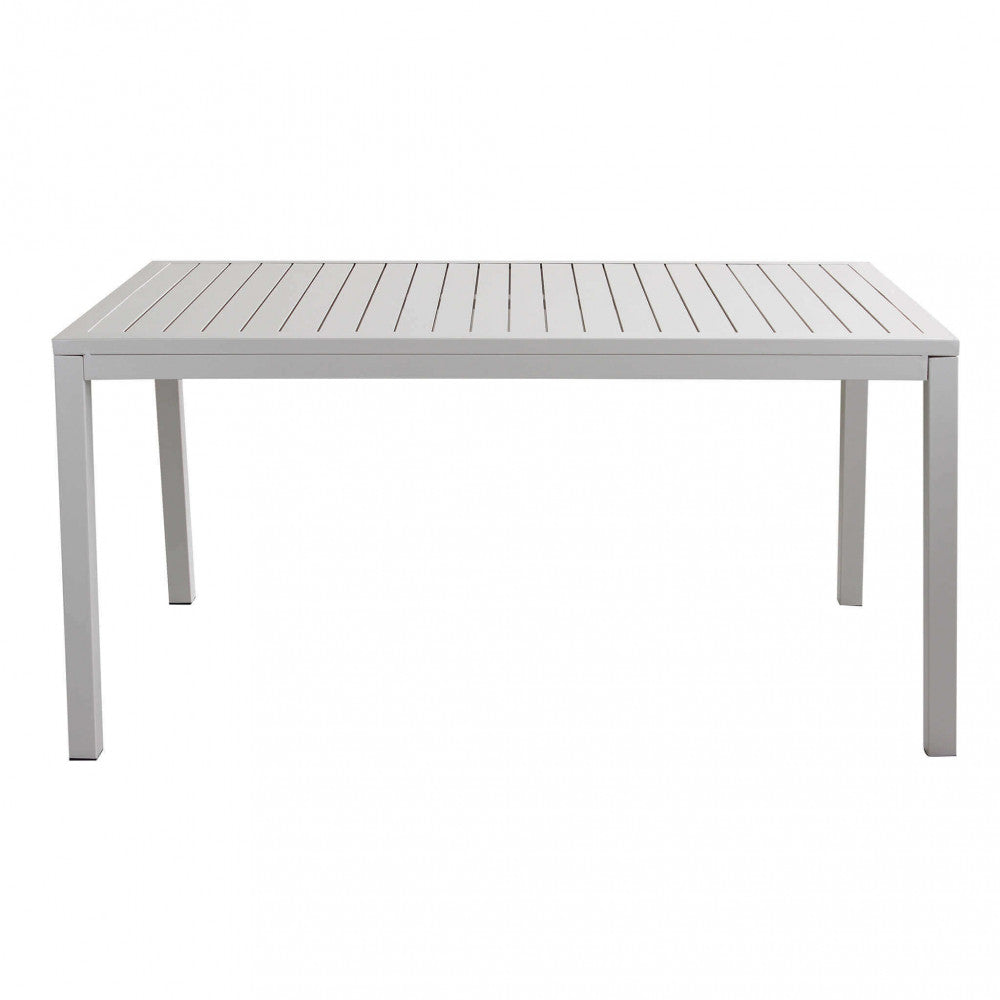 Tavolo da giardino Milo 150x90 cm fisso, in alluminio verniciato tortora, ideale per aree pranzo esterne e per ambienti accoglienti | Albert Stock