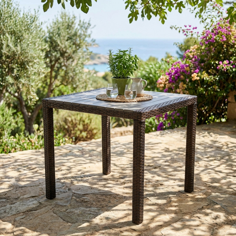 Tavolo da giardino Cosma Minorca 80 X 80 in wicker marrone