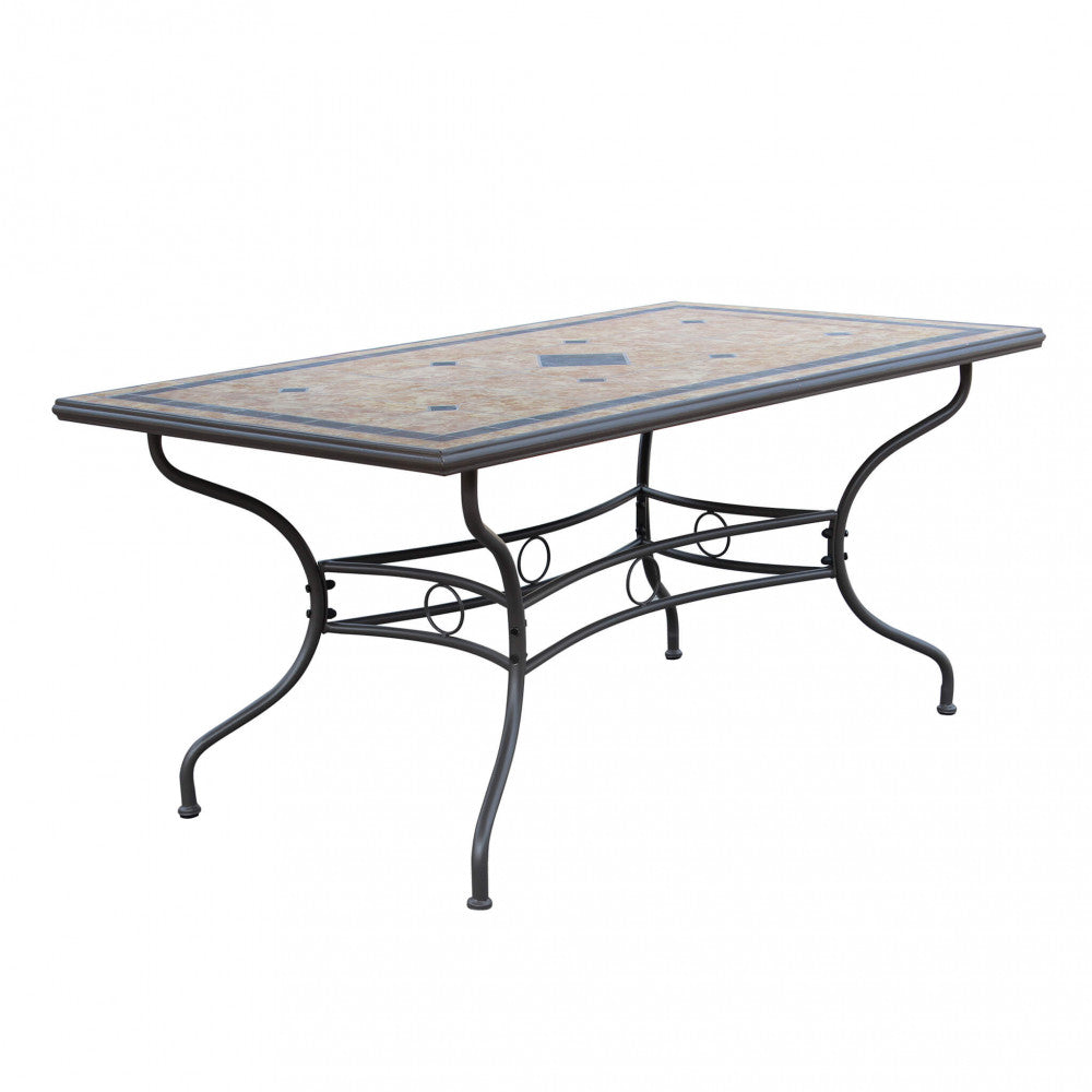 Tavolo Nereo con piano in cemento effetto mosaico marrone e antracite | Albert Stock